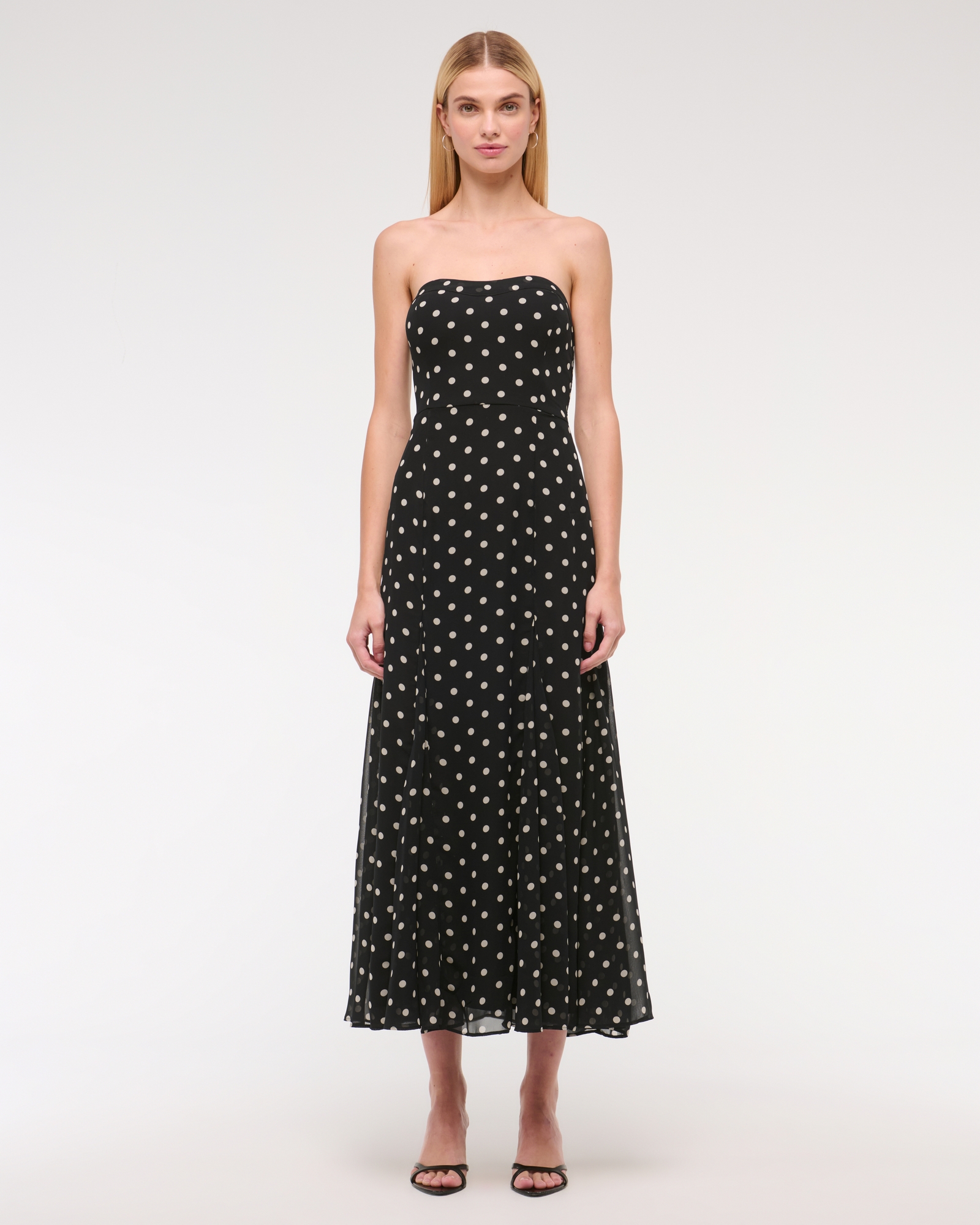 The A&F Camille Strapless Godet Midi Dress