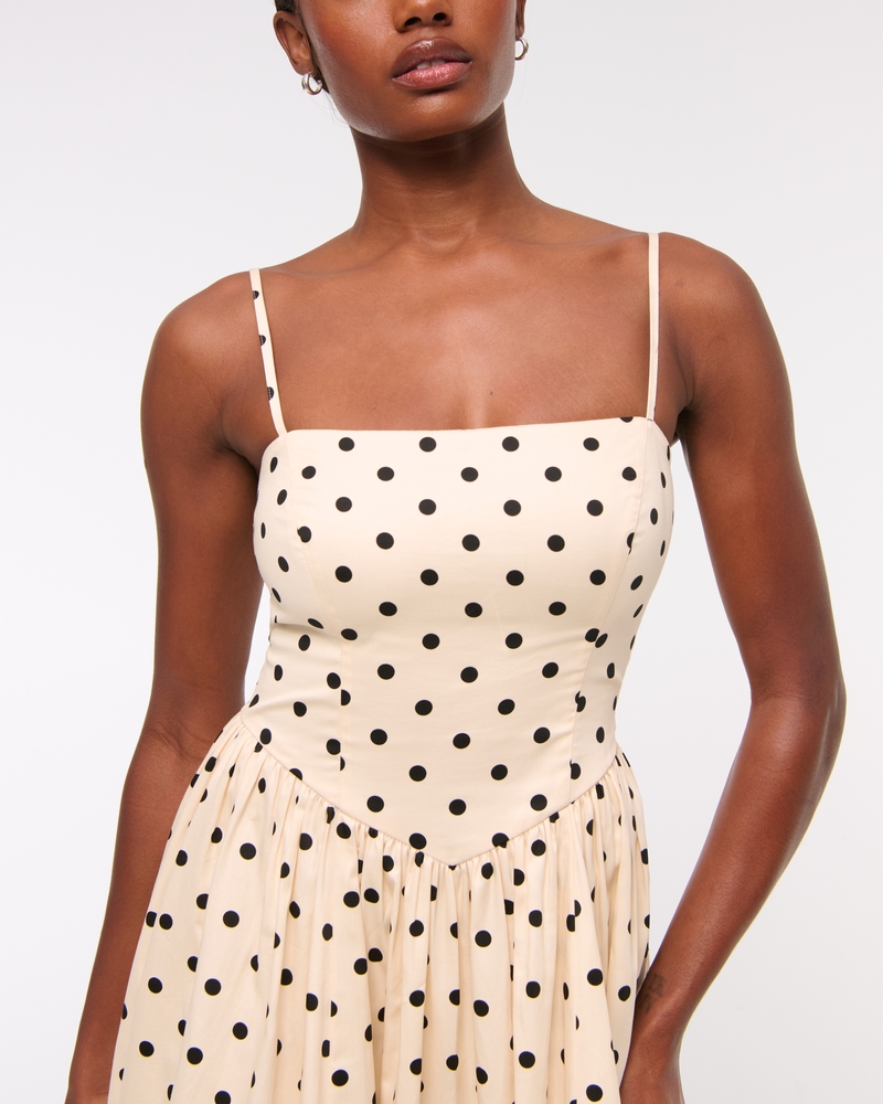 Dipped-Waist Bubble Hem Midi Dress