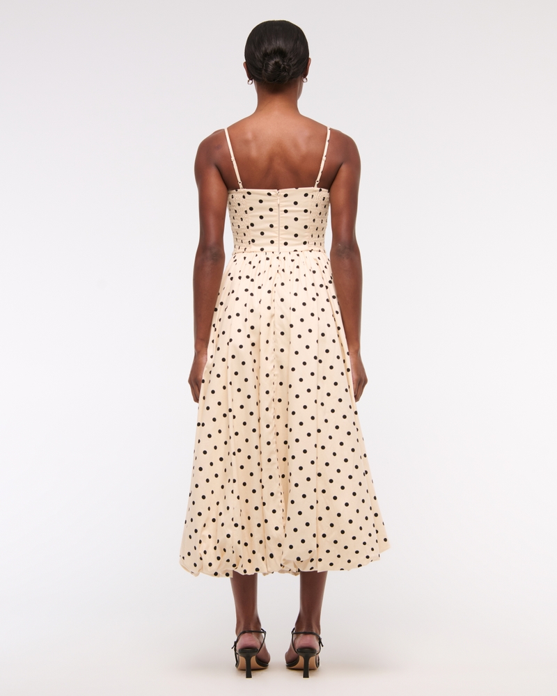 Dipped-Waist Bubble Hem Midi Dress