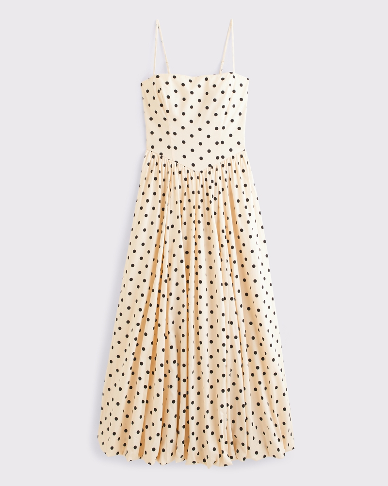 Dipped-Waist Bubble Hem Midi Dress