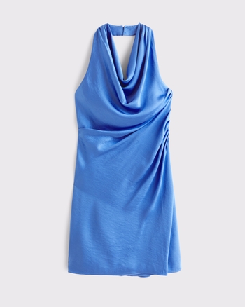 Mini Dress,draped Cowl Neck,necklace