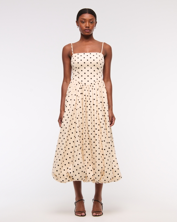 Dipped-Waist Bubble Hem Midi Dress