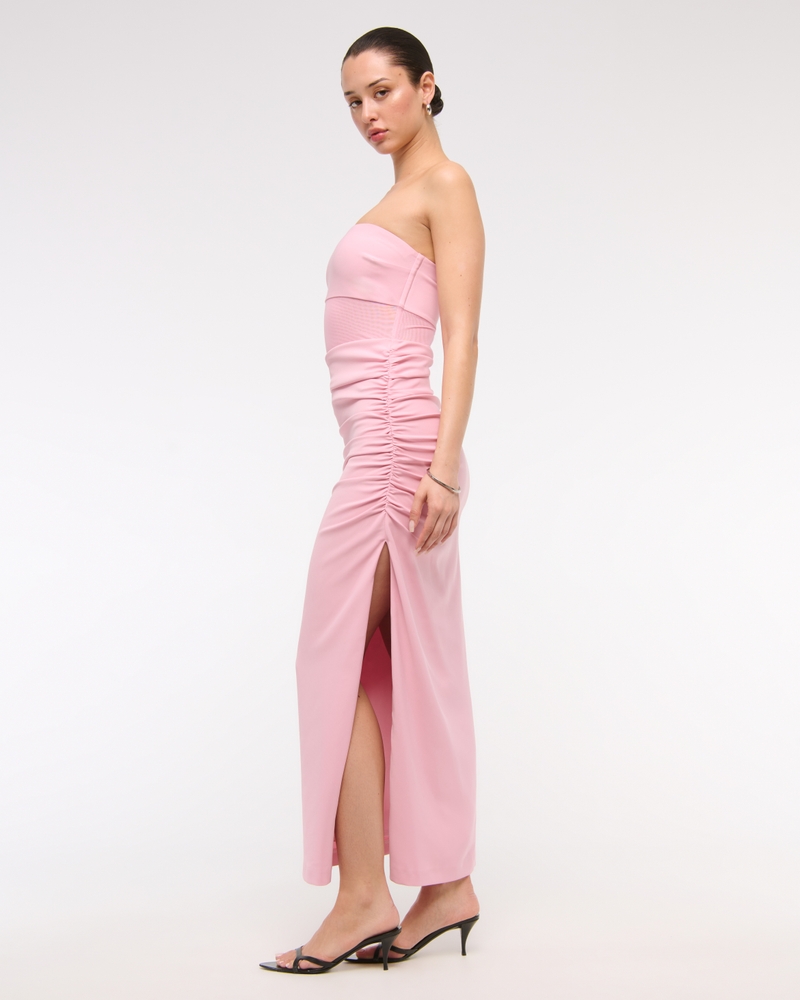 Sheer Draped Maxi Dress