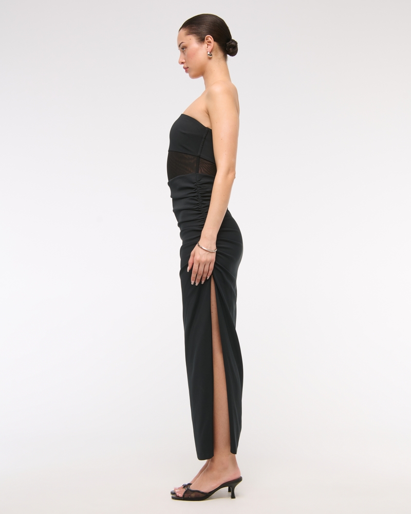 Sheer Draped Maxi Dress