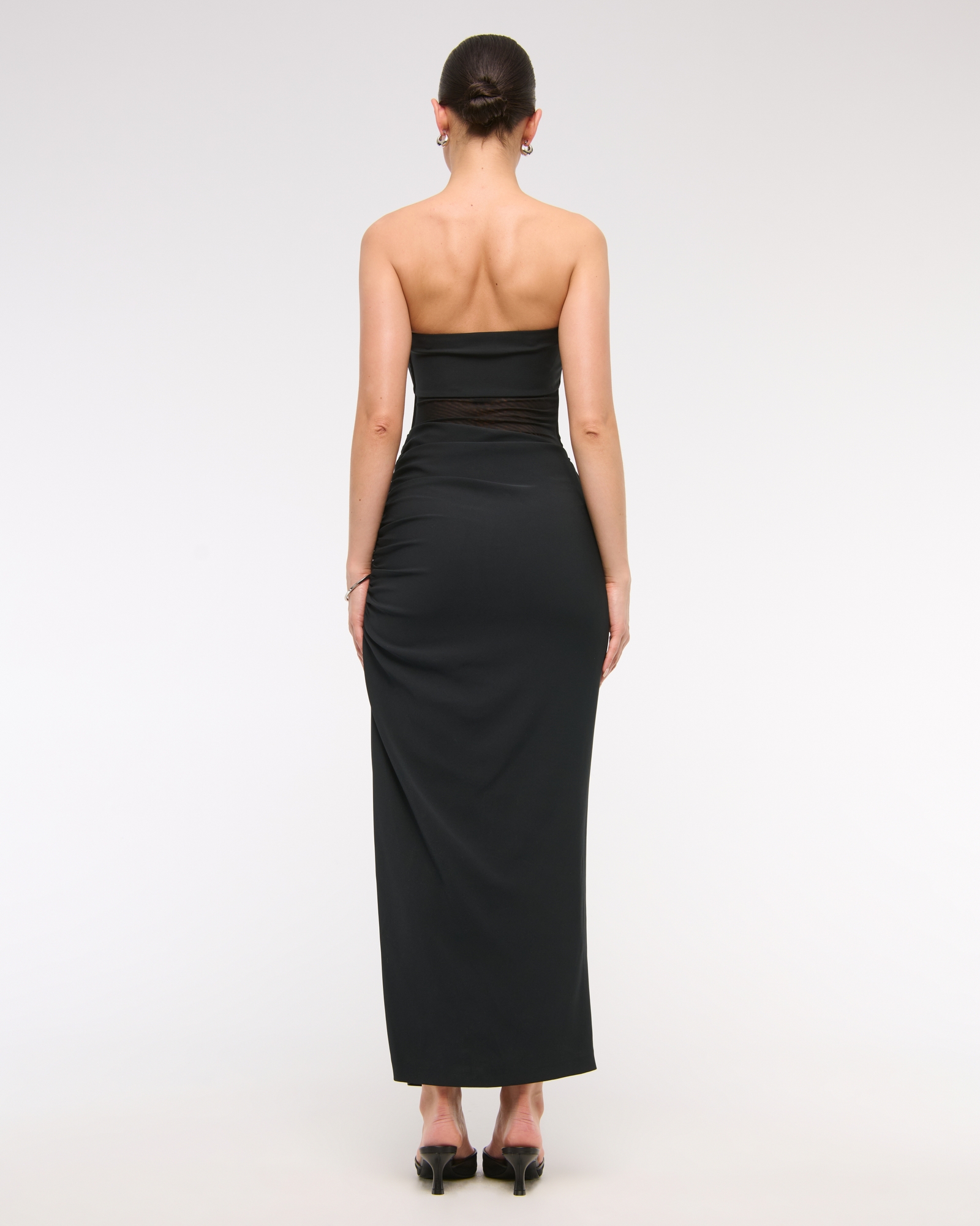 Sheer Draped Maxi Dress