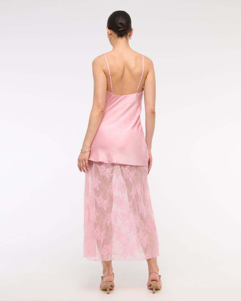 Cowl Neck Lace Maxi Dress