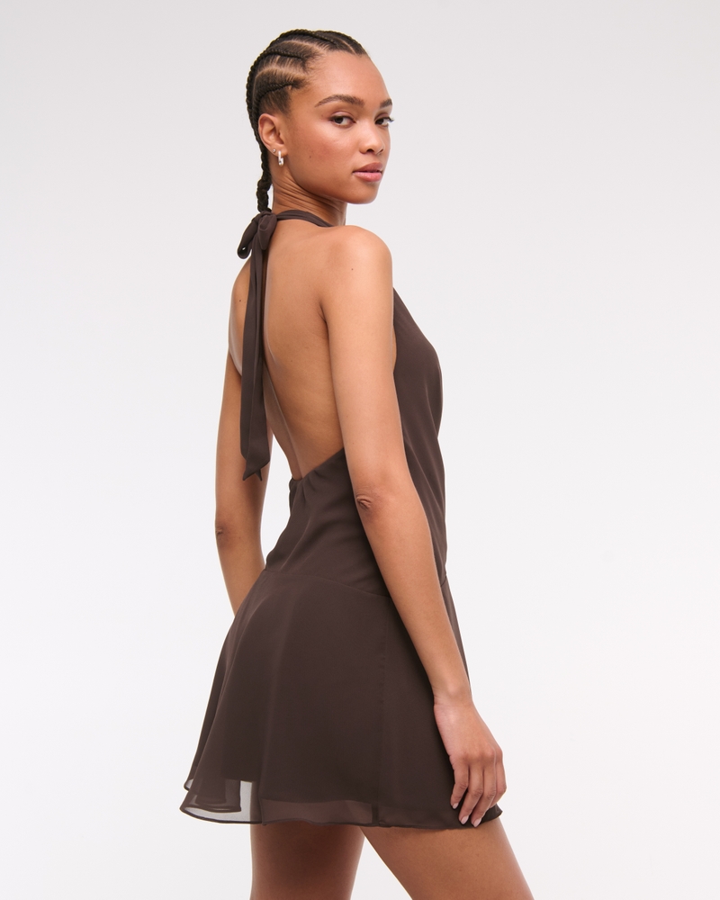 Draped Halter Mini Dress