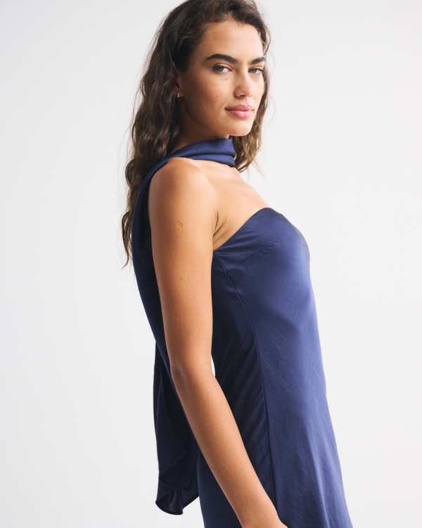 Women's The A&F Julia Strapless Scarf Maxi Dress in Midnight Blue | Size XL | Abercrombie & Fitch