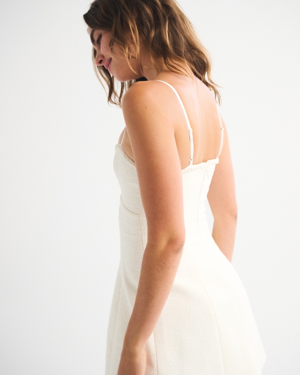 Faux Pearl Trim Mini Dress