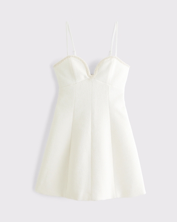 Faux Pearl Trim Mini Dress