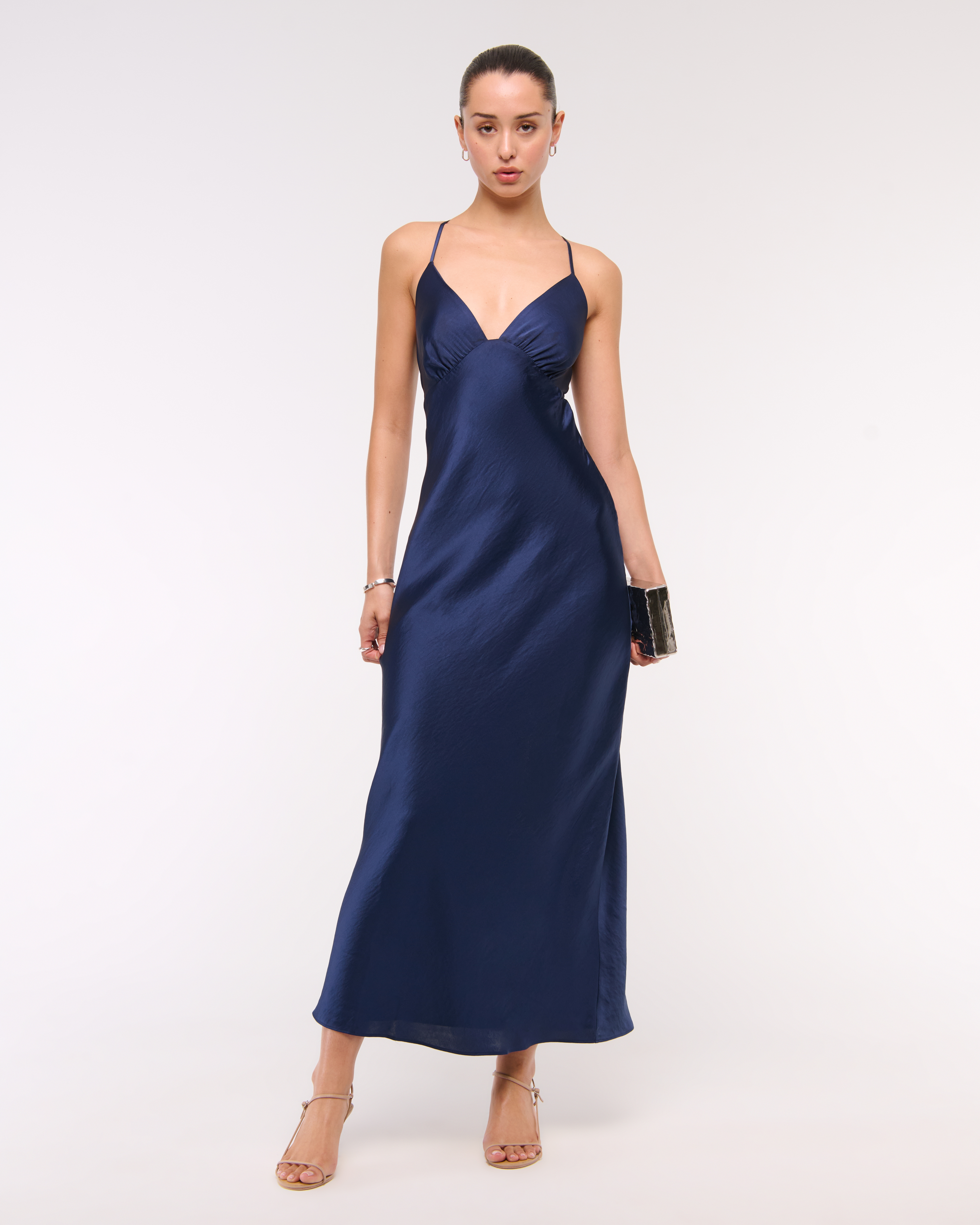 Abercrombie & Fitch The A&f Julia Slip Tie-back Maxi Dress In Blue