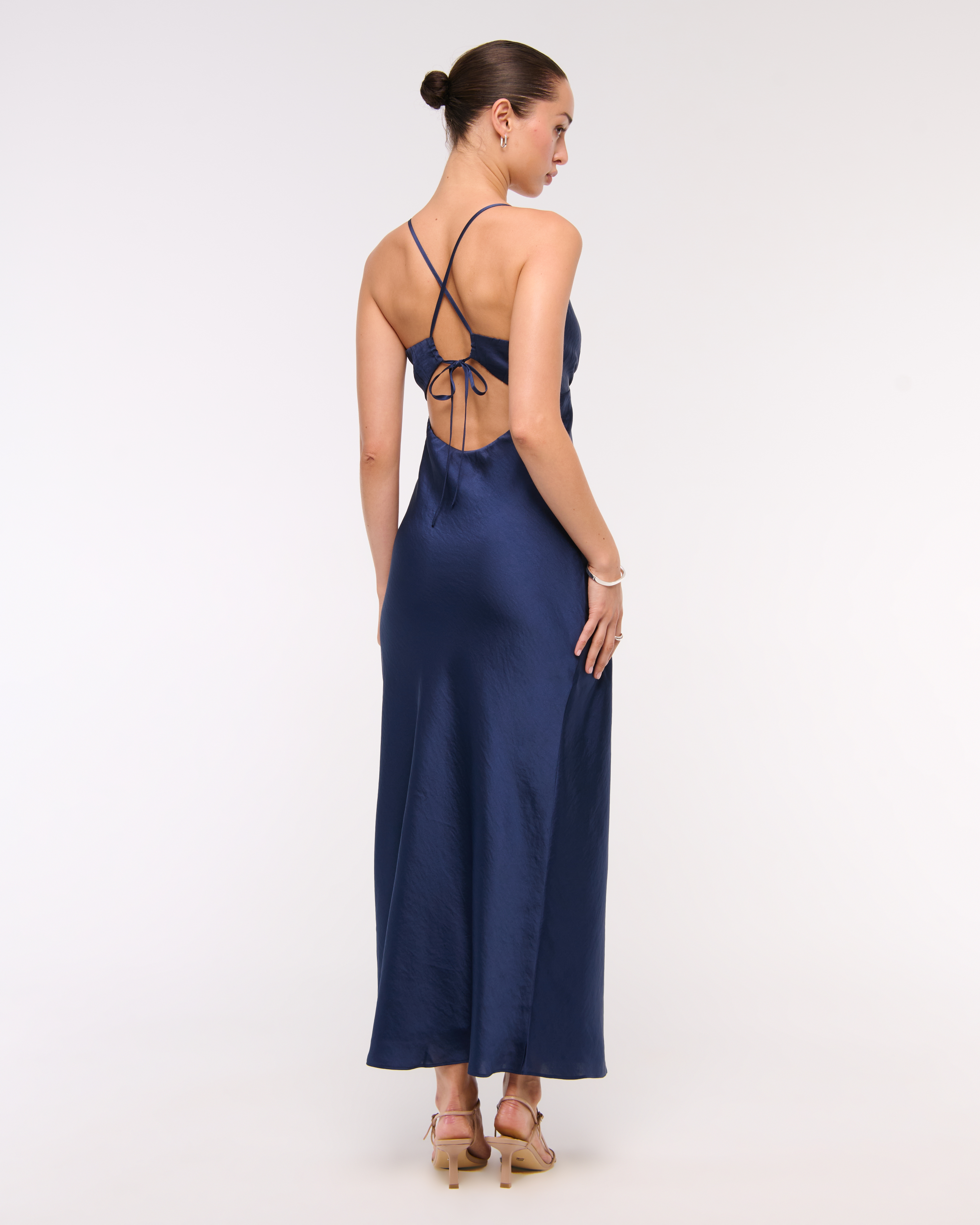 Abercrombie & Fitch The A&f Julia Slip Tie-back Maxi Dress In Blue