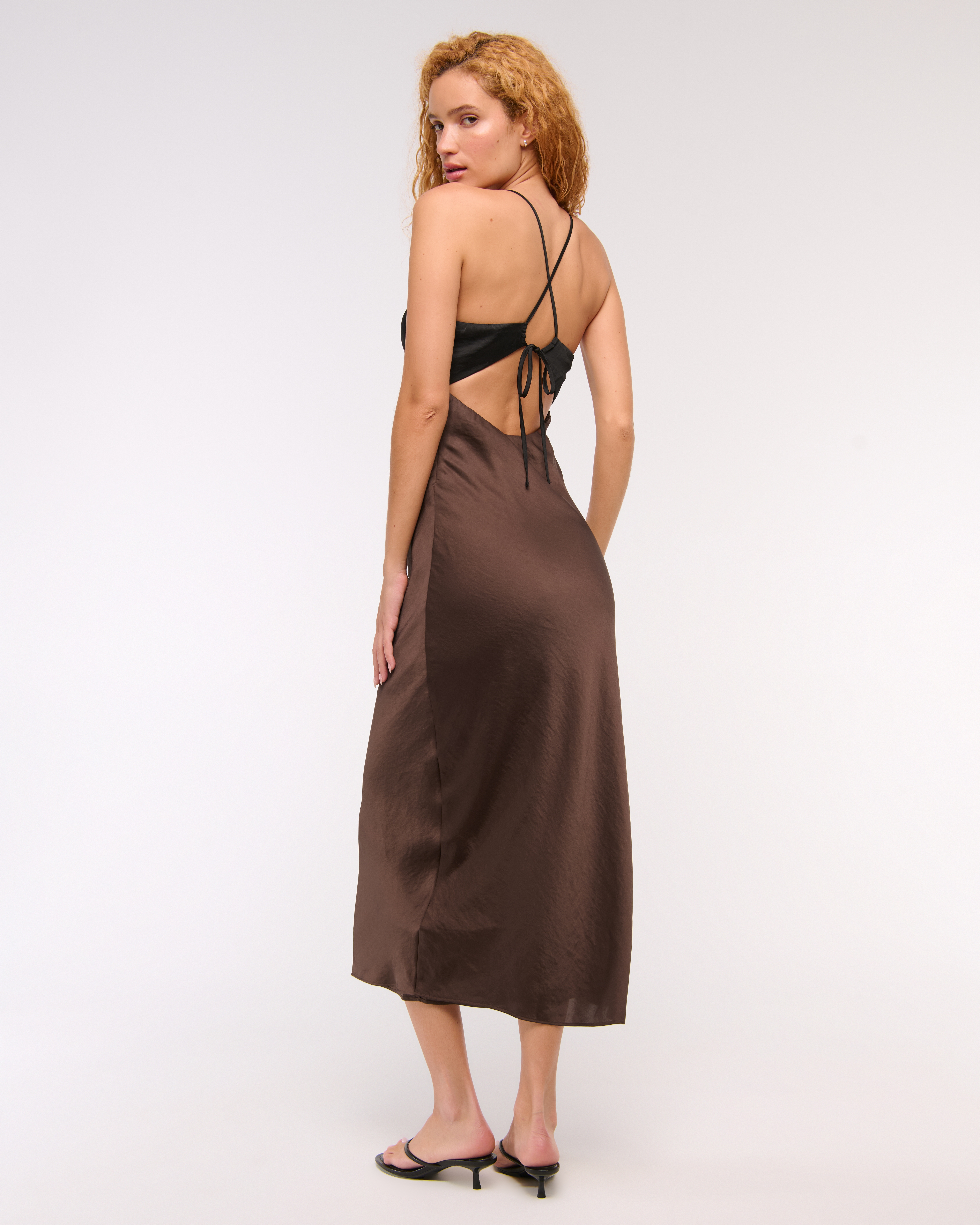 Abercrombie & Fitch The A&f Julia Slip Tie-back Maxi Dress In Brown