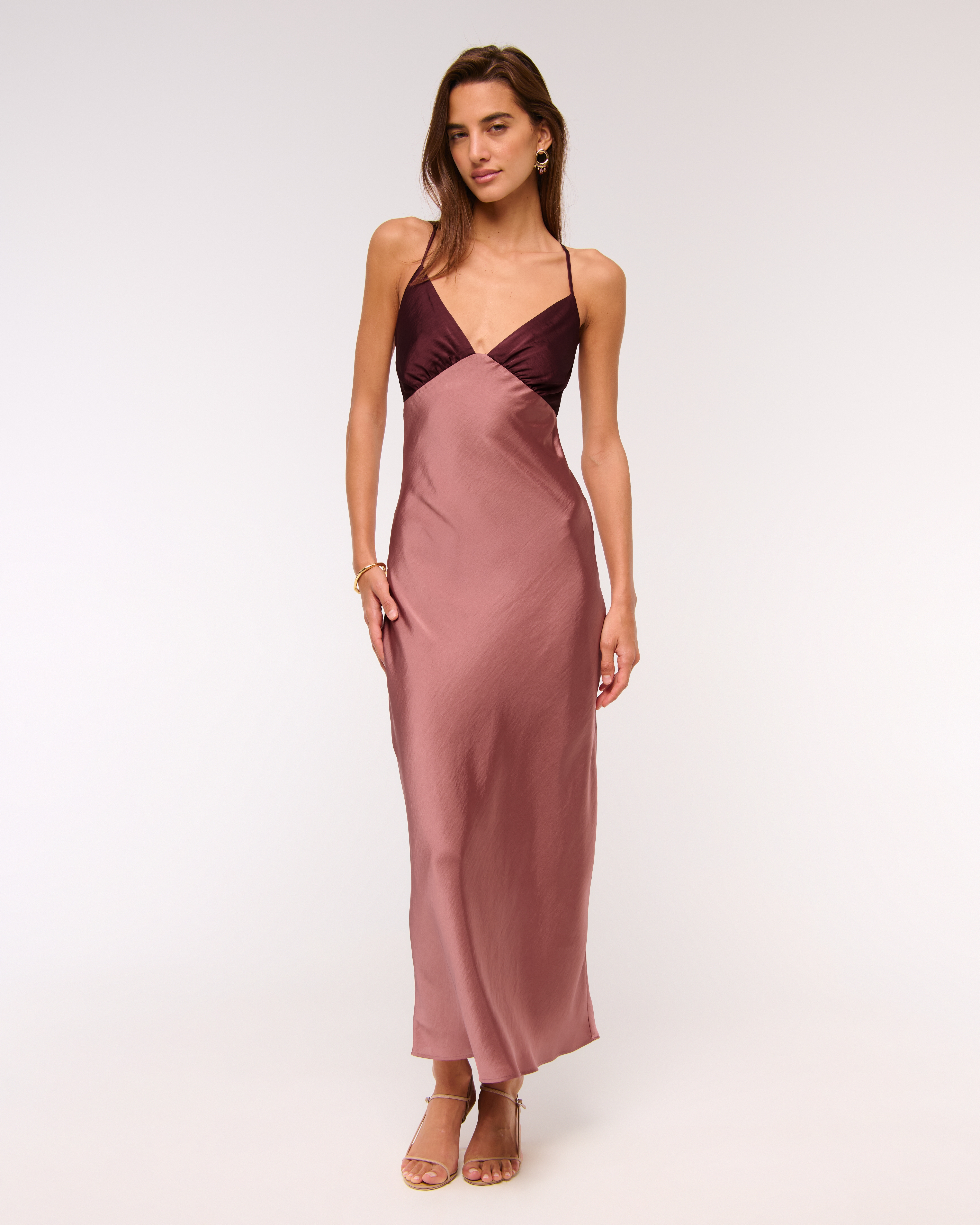 Abercrombie & Fitch The A&f Julia Slip Tie-back Maxi Dress In Pink