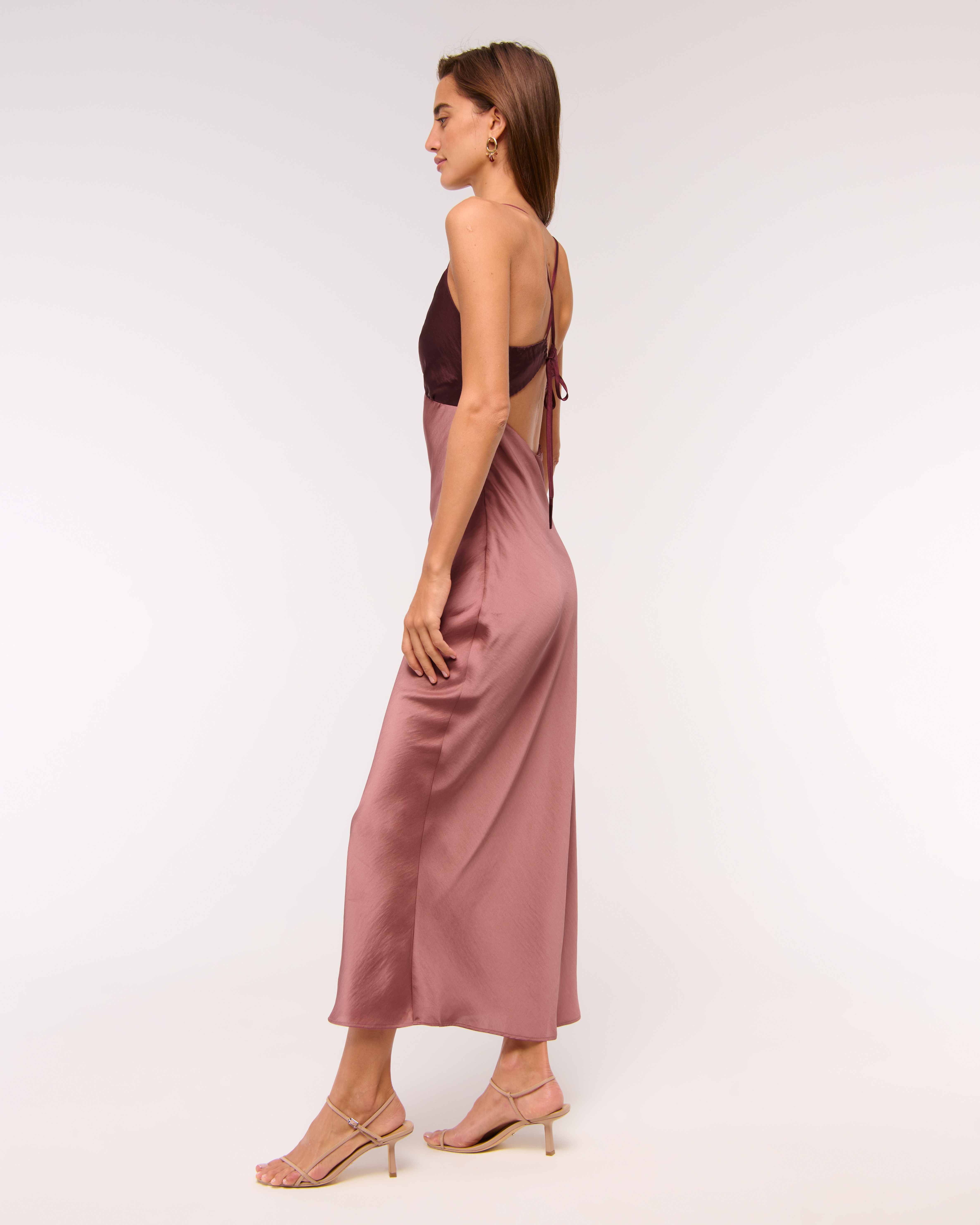 Abercrombie & Fitch The A&f Julia Slip Tie-back Maxi Dress In Pink