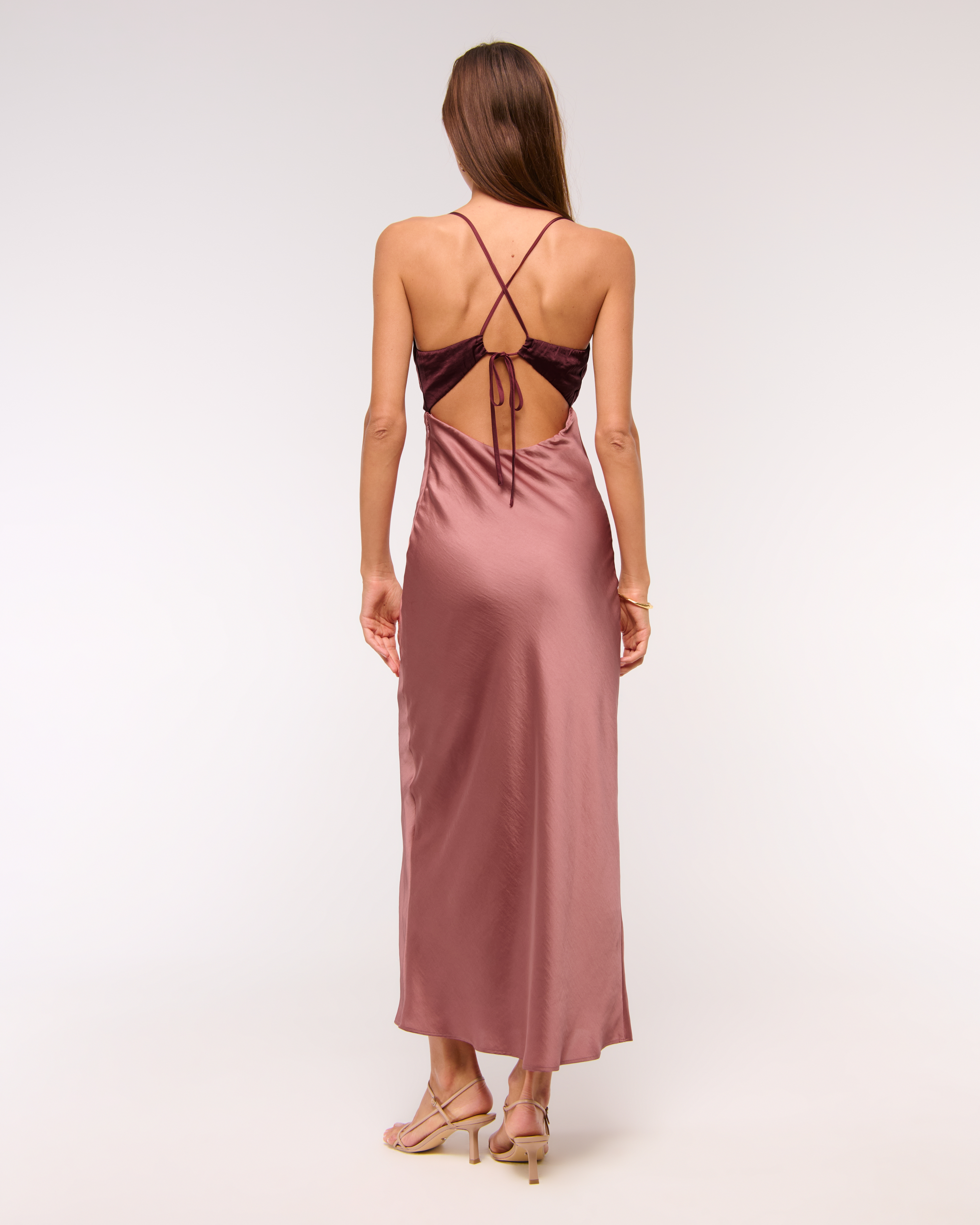 Abercrombie & Fitch The A&f Julia Slip Tie-back Maxi Dress In Pink