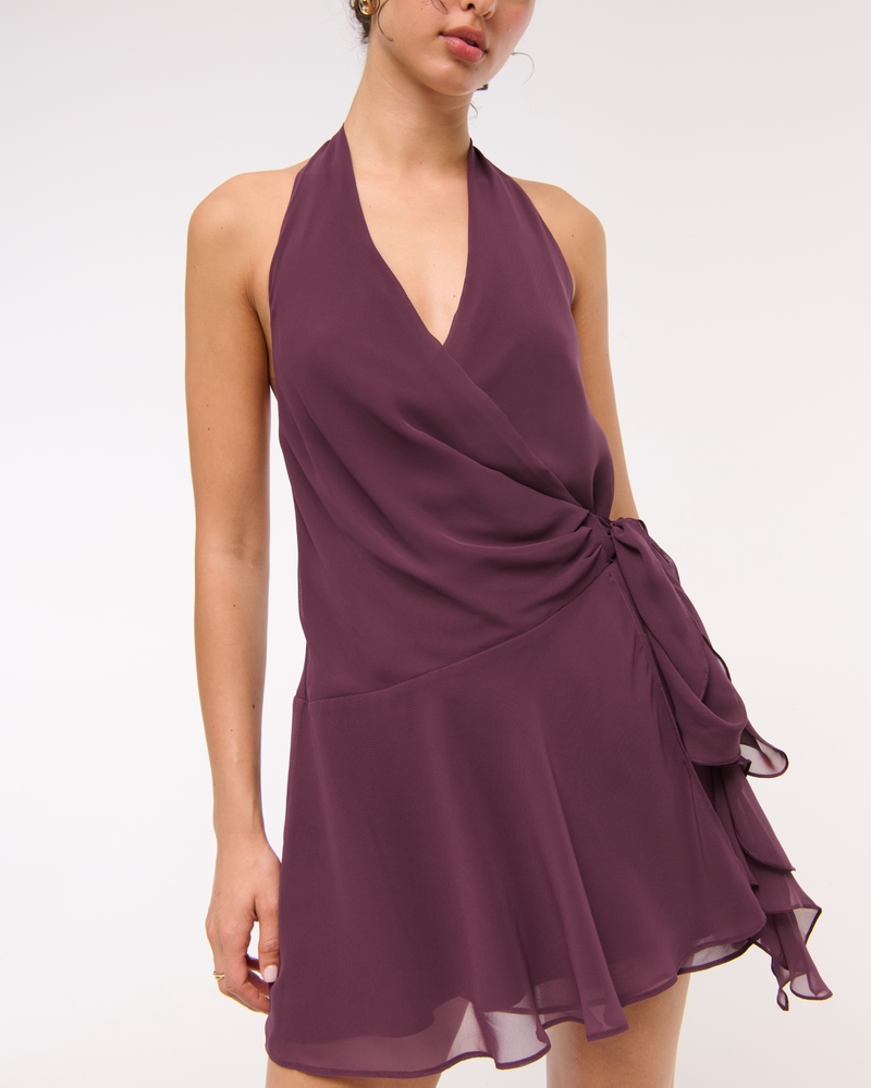Draped Halter Mini Dress