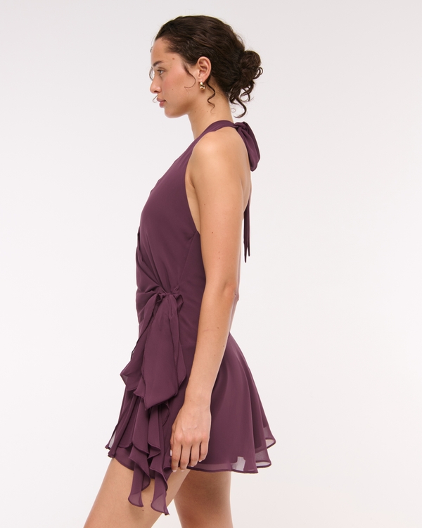 Draped Halter Mini Dress