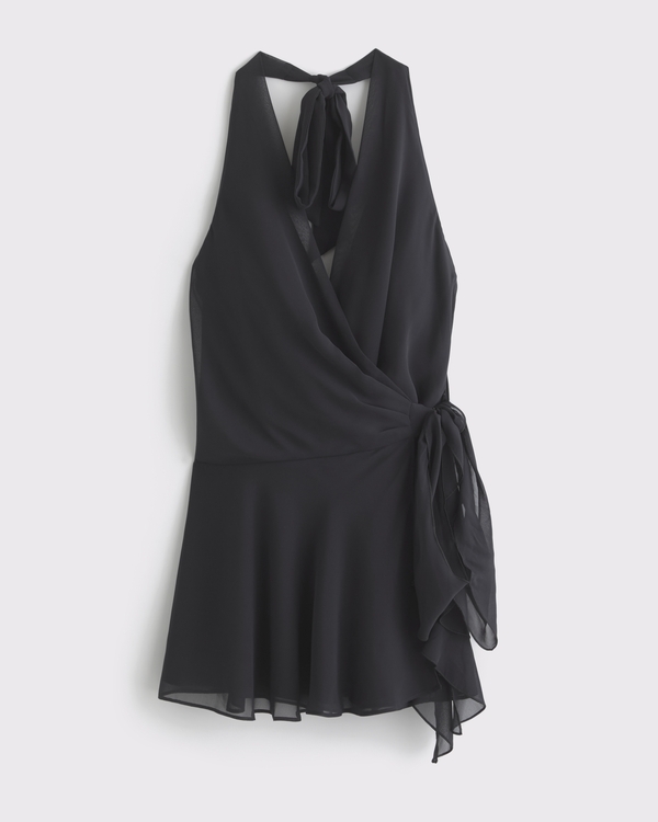 Draped Halter Mini Dress
