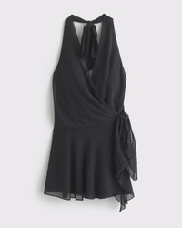 Draped Halter Mini Dress