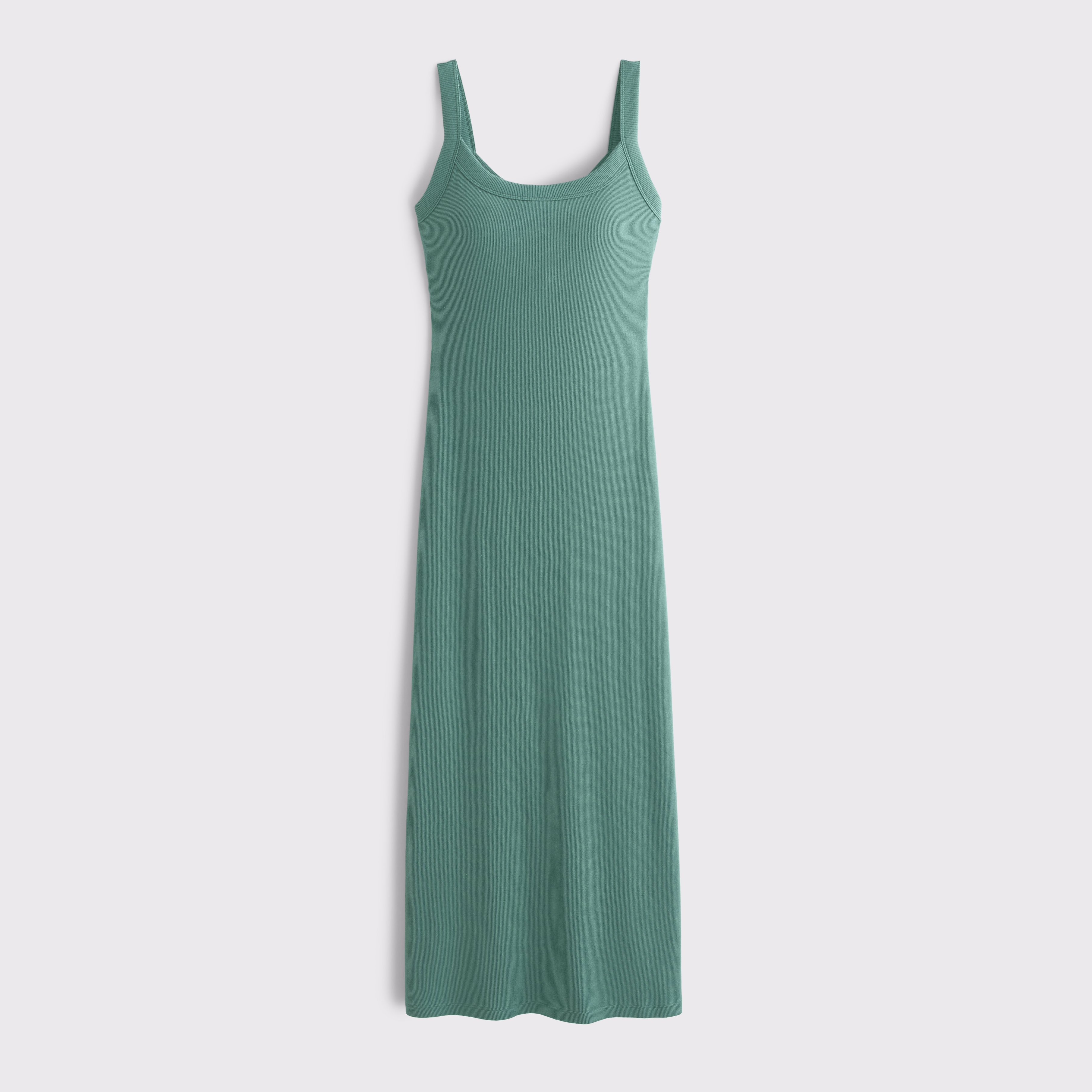 Abercrombie & Fitch Bra-free Essential 90s Rib Midi Dress In Green