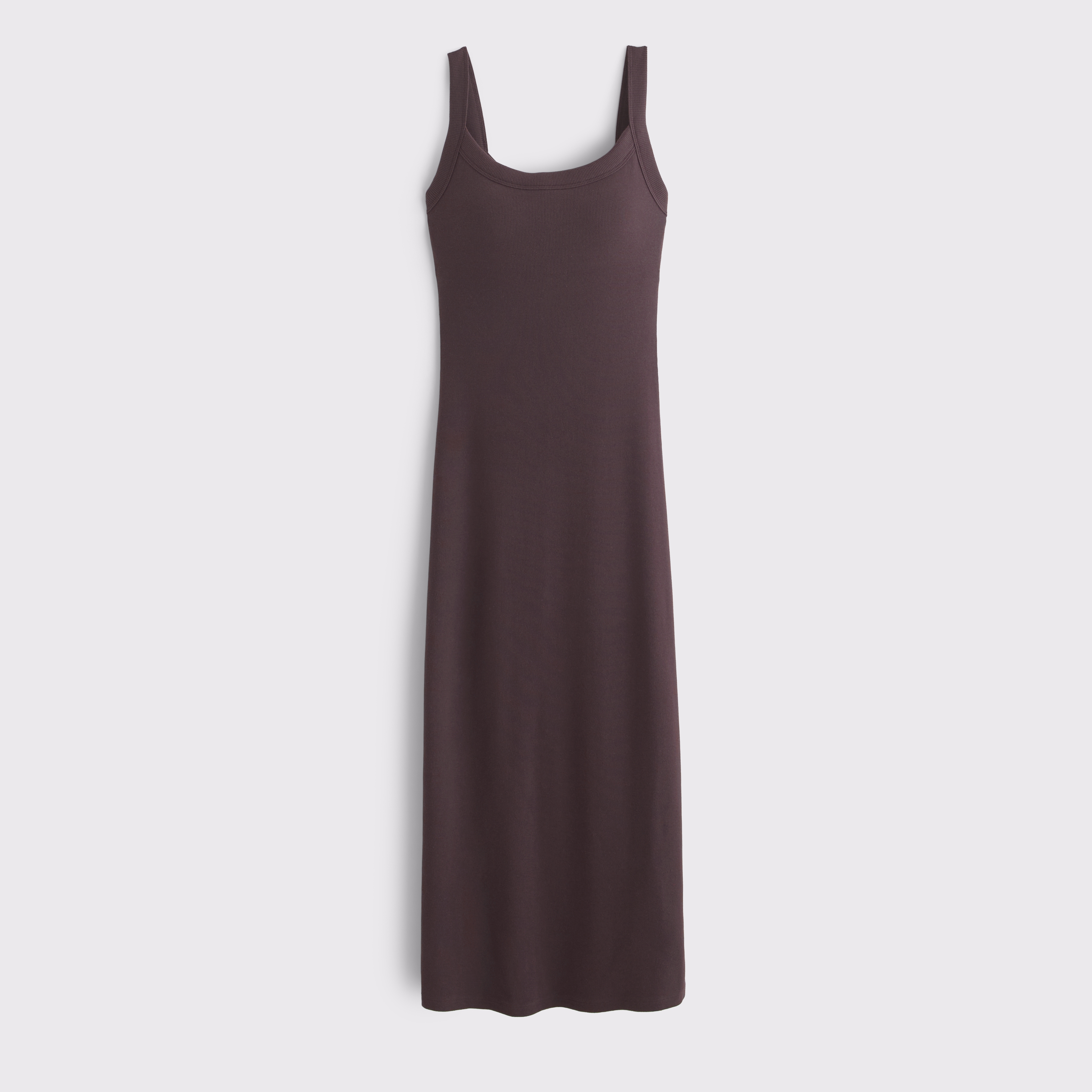 Abercrombie & Fitch Bra-free Essential 90s Rib Midi Dress In Brown