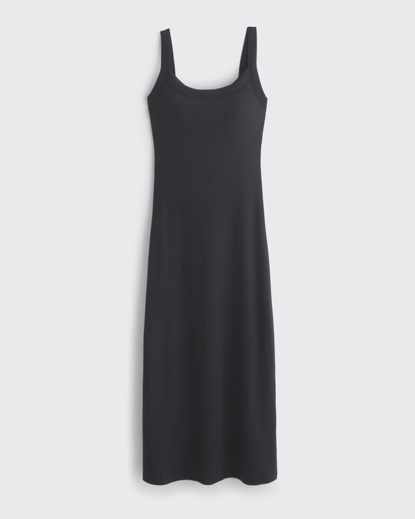 Bra-Free Essential 90s Rib Midi Dress, Black view 1