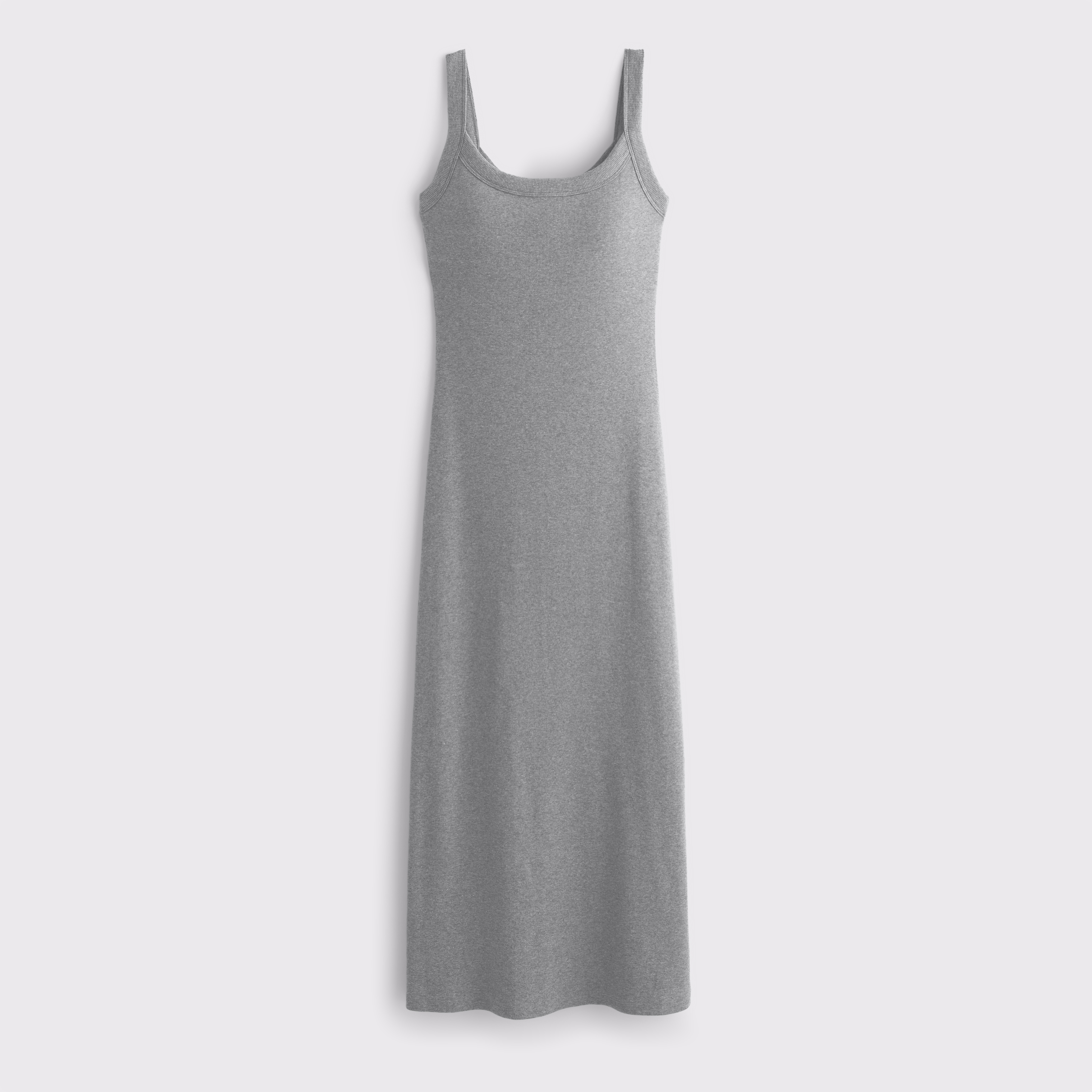 Abercrombie & Fitch Bra-free Essential 90s Rib Midi Dress In Gray