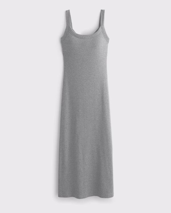 Bra-Free Essential 90s Rib Midi Dress, Gray view 1
