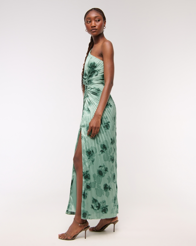 The A&F Giselle Pleated One-Shoulder Cutout Maxi Dress