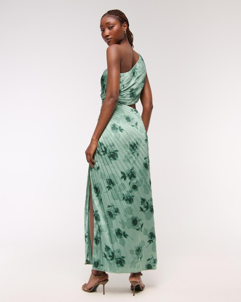 The A&F Giselle Pleated One-Shoulder Cutout Maxi Dress