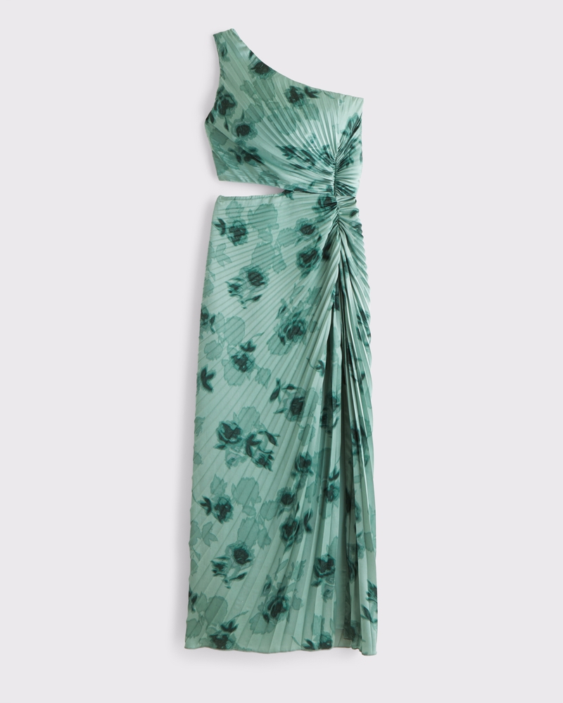 The A&F Giselle Pleated One-Shoulder Cutout Maxi Dress