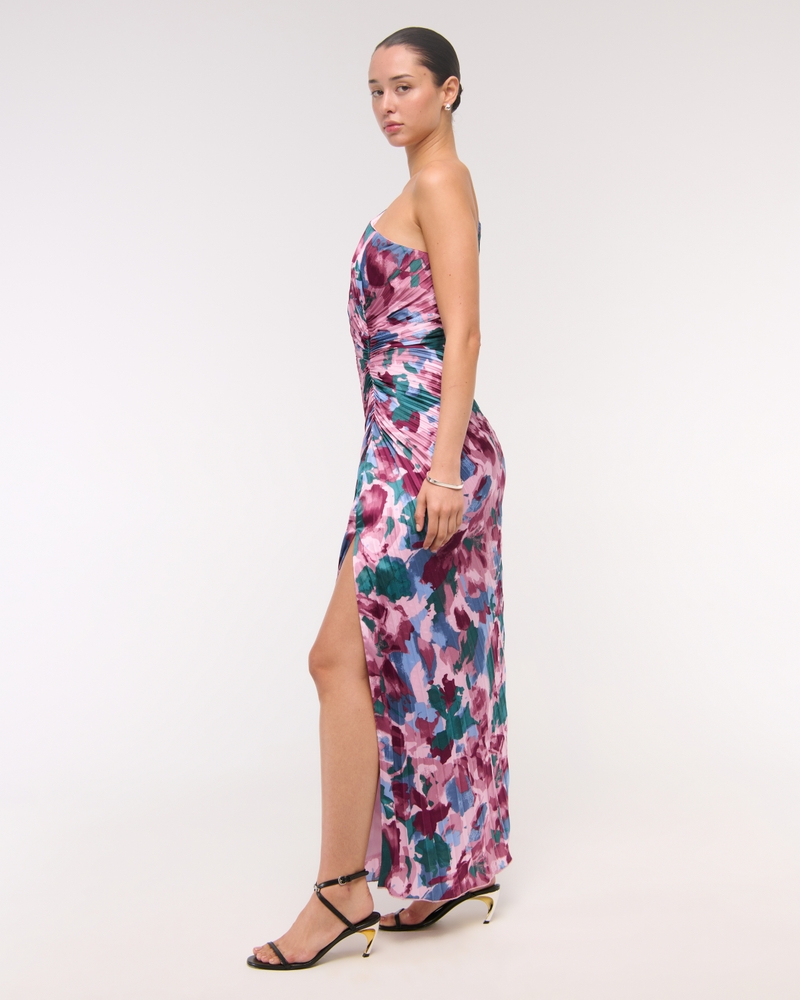The A&F Giselle Pleated One-Shoulder Cutout Maxi Dress