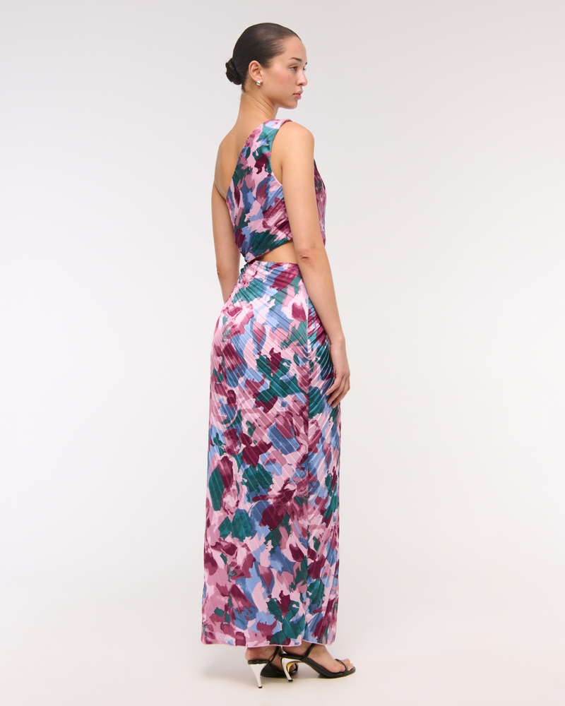 The A&F Giselle Pleated One-Shoulder Cutout Maxi Dress