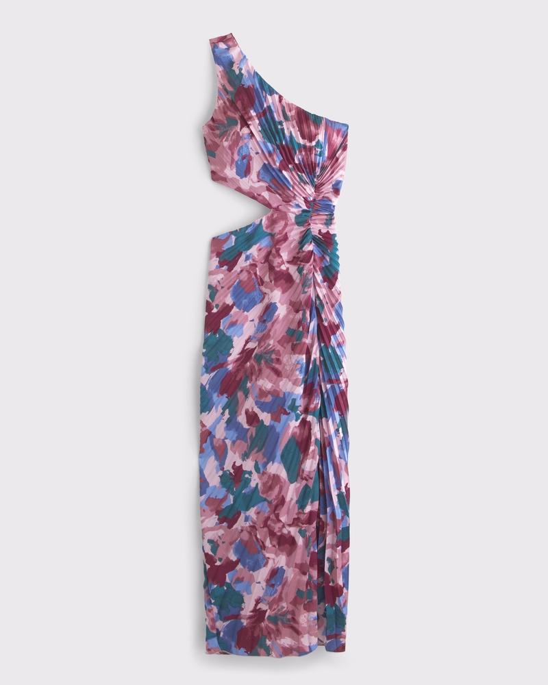 The A&F Giselle Pleated One-Shoulder Cutout Maxi Dress