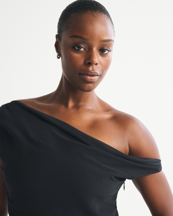 One-Shoulder Draped Mini Dress