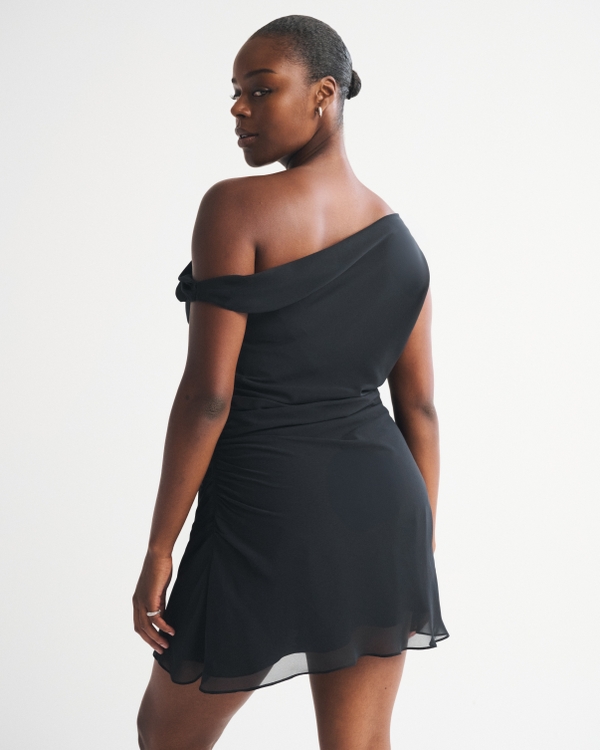 One-Shoulder Draped Mini Dress