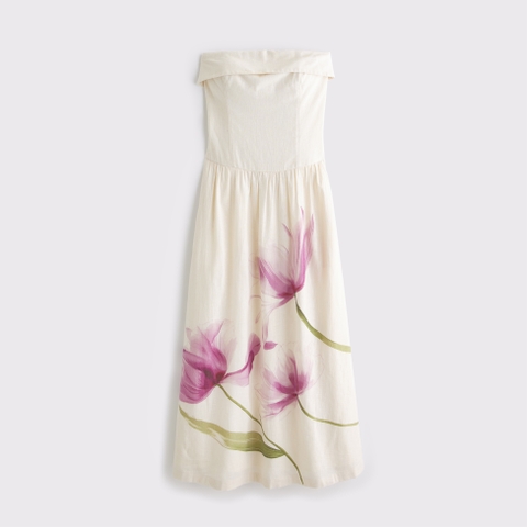 Женские платья Abercrombie & Fitch Strapless Drop-Waist Linen-Blend Maxi Dress