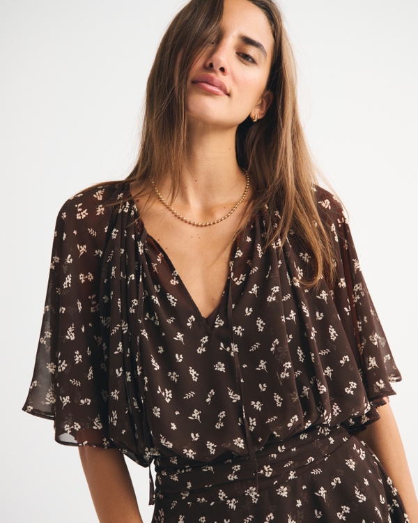 Angel Sleeve Sheer Mini Dress