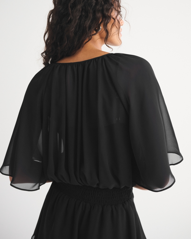 Angel Sleeve Sheer Mini Dress