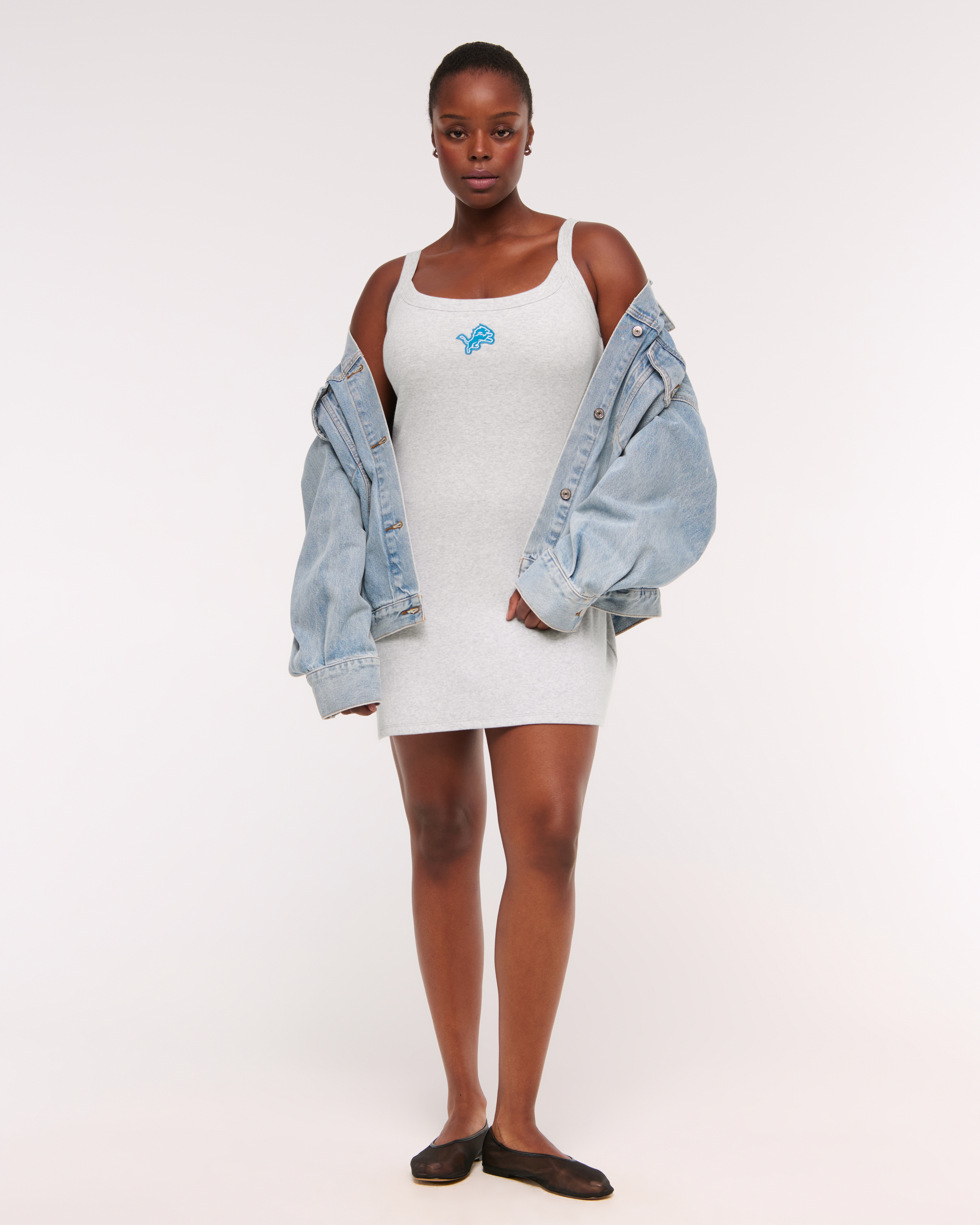 Abercrombie & Fitch Detroit Lions Bra-free Essential 90s Rib Mini Dress