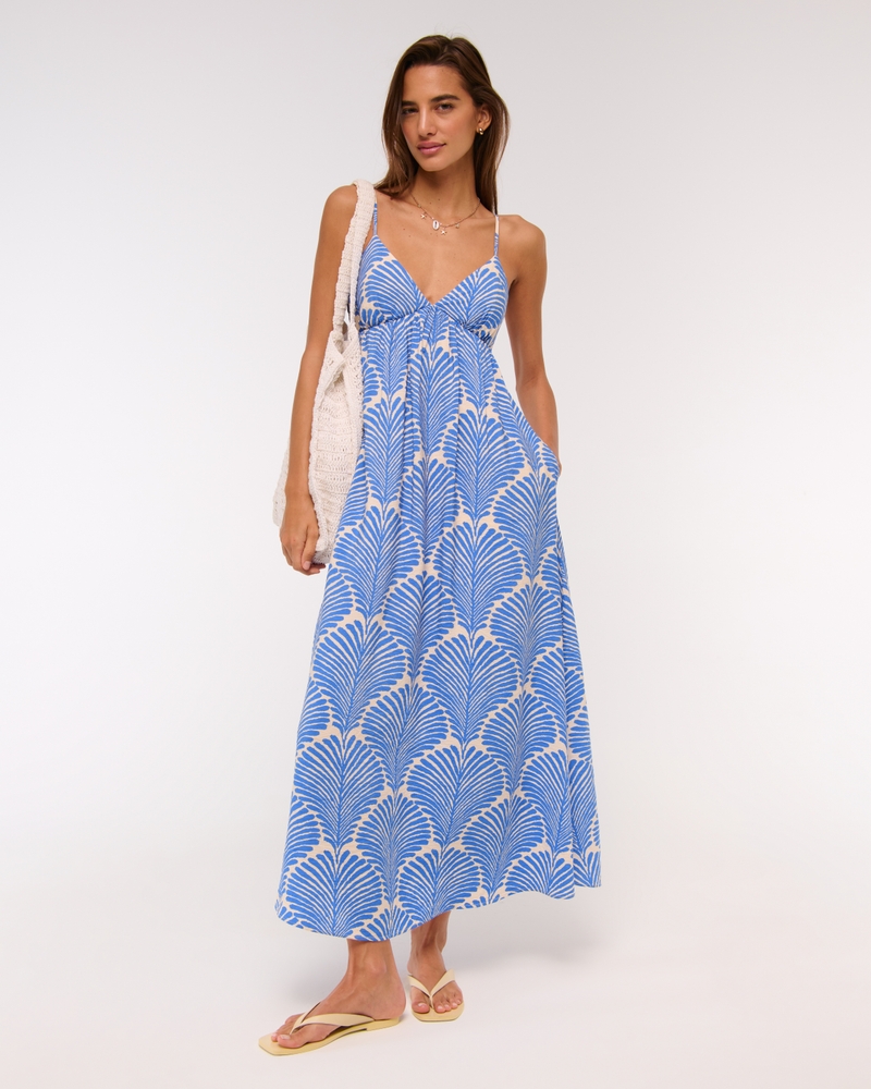 Bra-Free Clasp-Back Flowy Maxi Dress