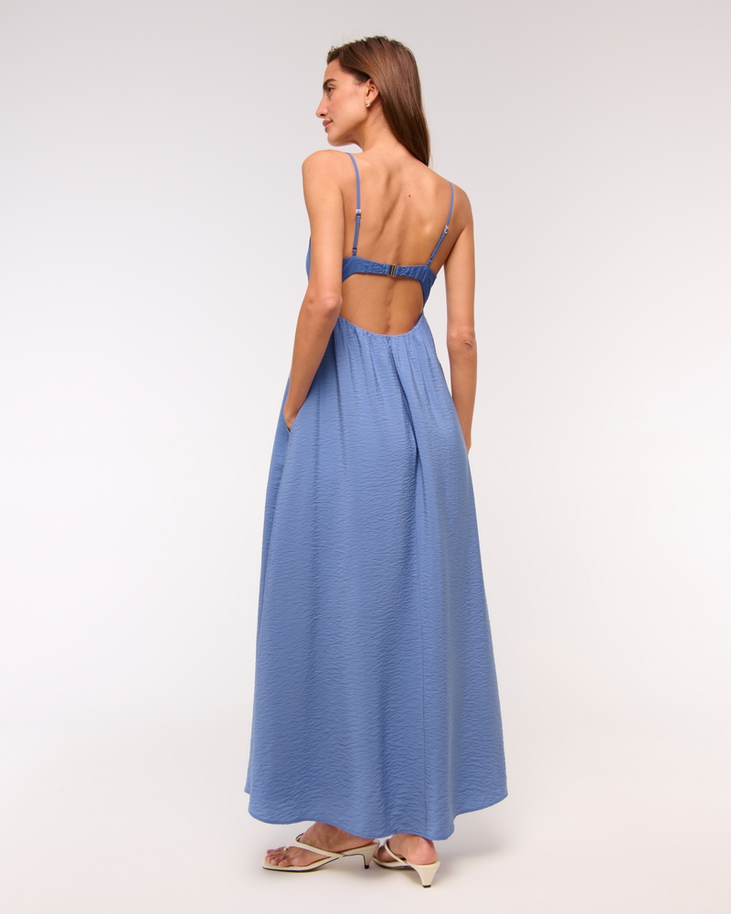 Bra-Free Clasp-Back Flowy Maxi Dress