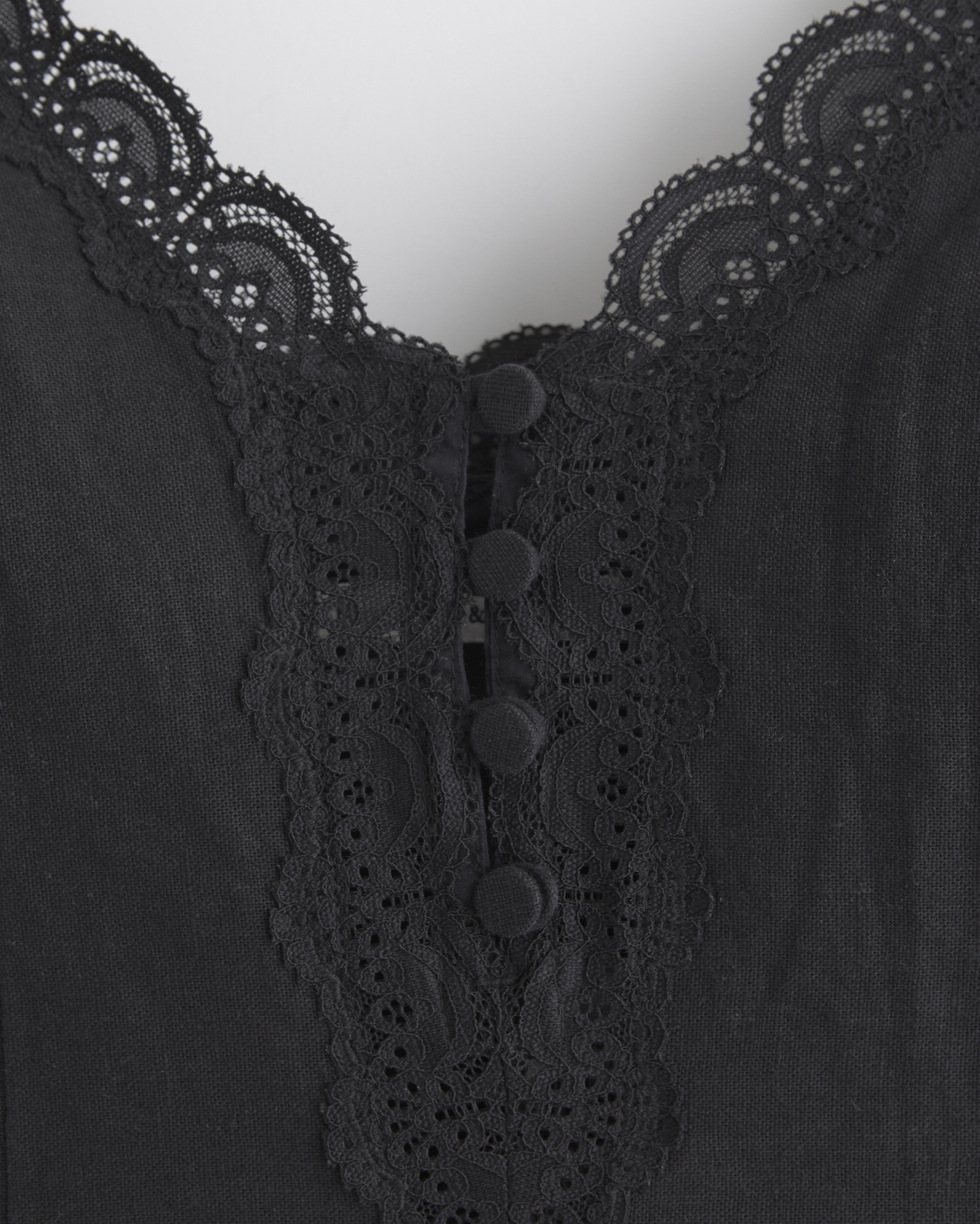 Lace-Trim Button-Front Mini Dress