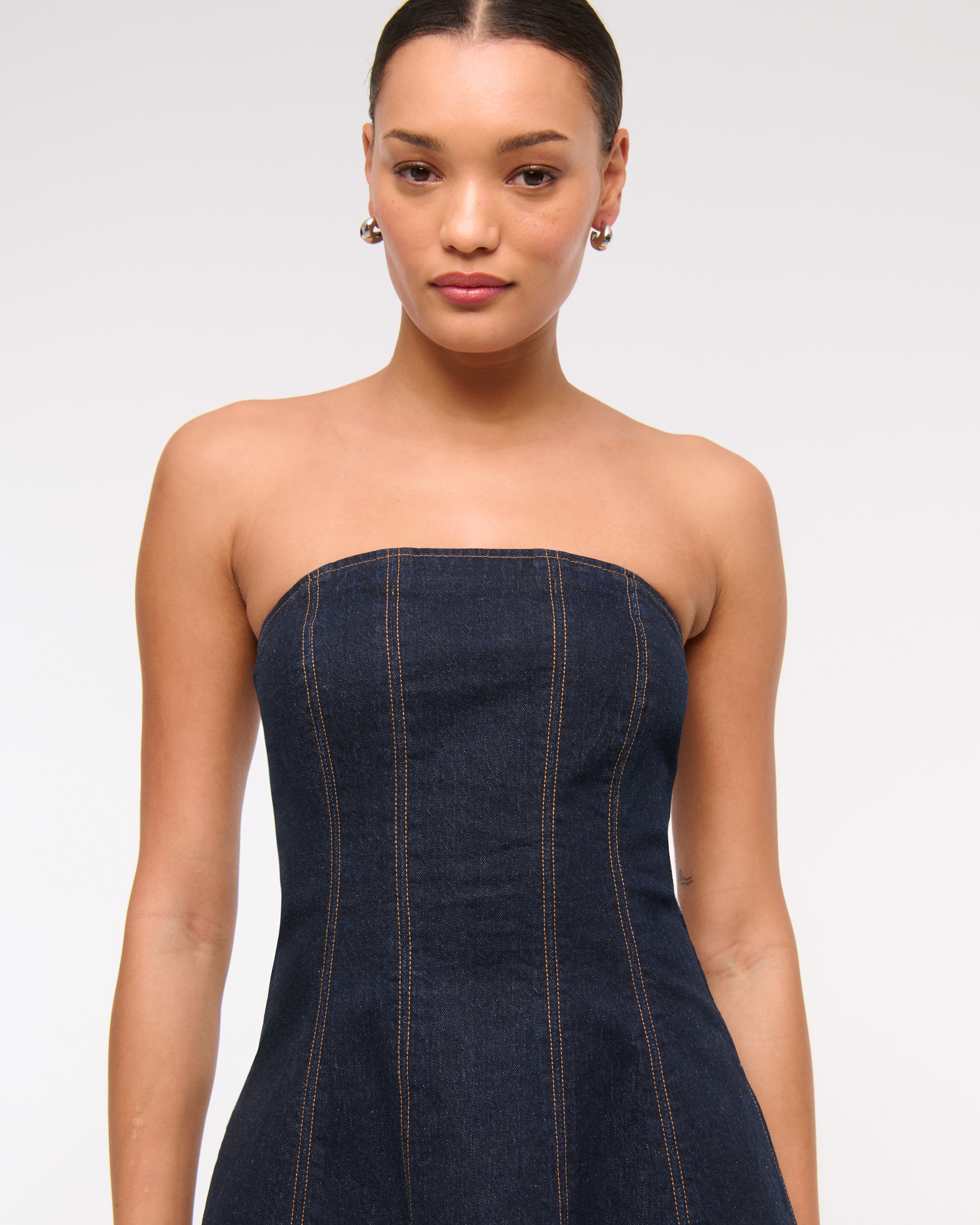 Women's The A&F Mila Strapless Denim Mini Dress | Women's