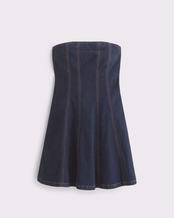 The A&F Milaストラップレス デニム ミニワンピース, Light view 1