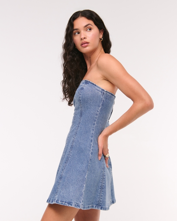 The A&F Mila Strapless Denim Mini Dress