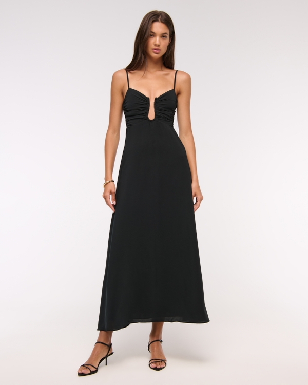 Bra-Free Hardware Maxi Dress, Black view 1