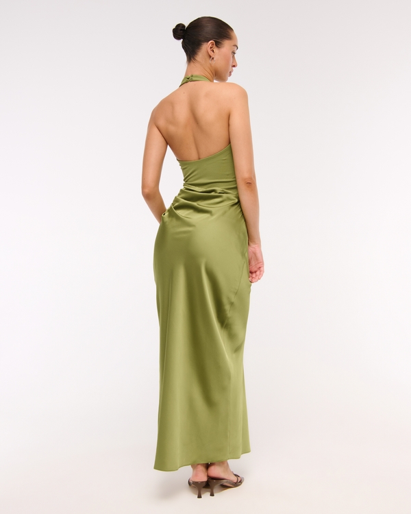 Women's Halter Mixed Fabric Maxi Dress | Women's Dresses | Abercrombie.com