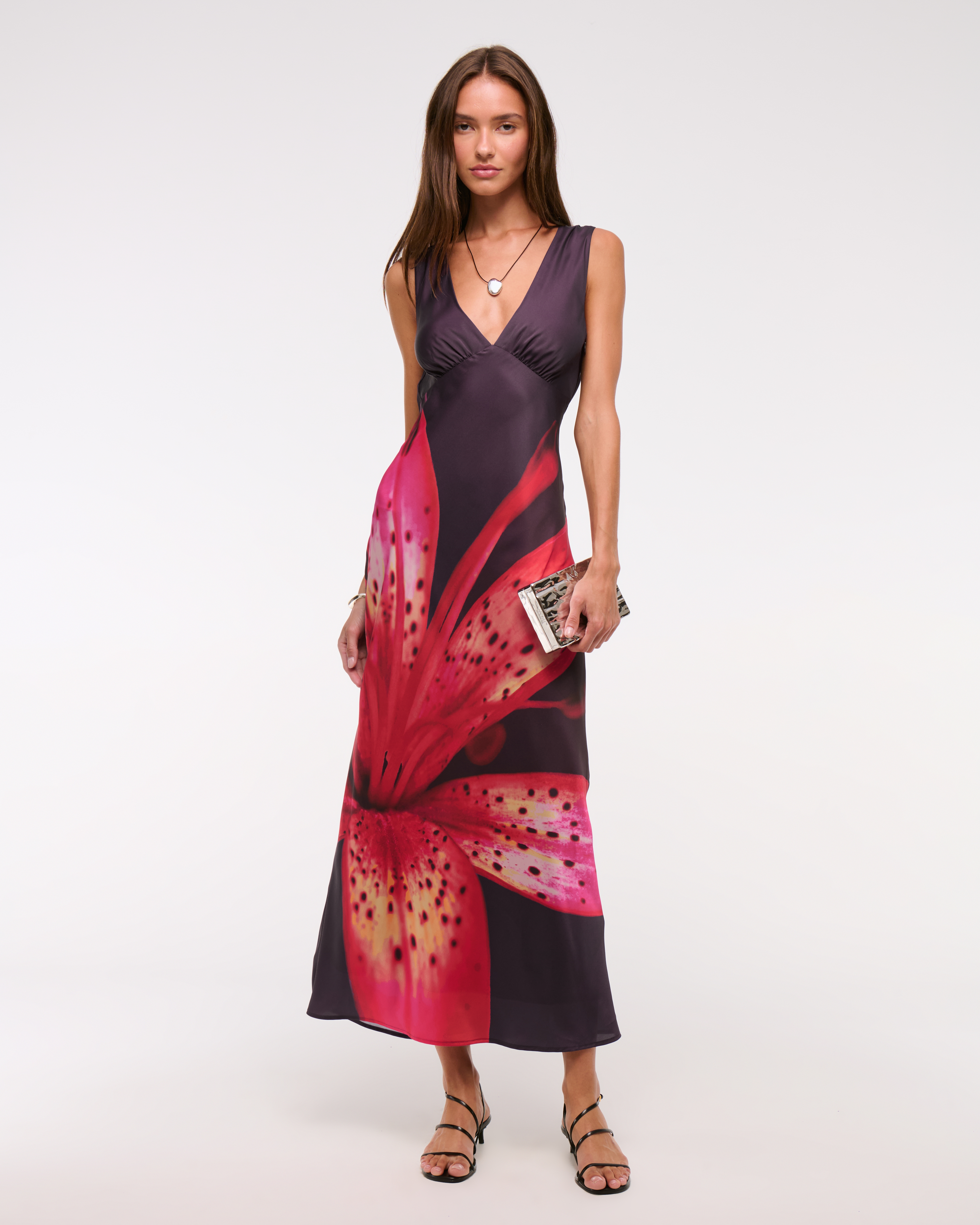 Abercrombie & Fitch The A&f Julia Slip Cowl-back Maxi Dress In Purple